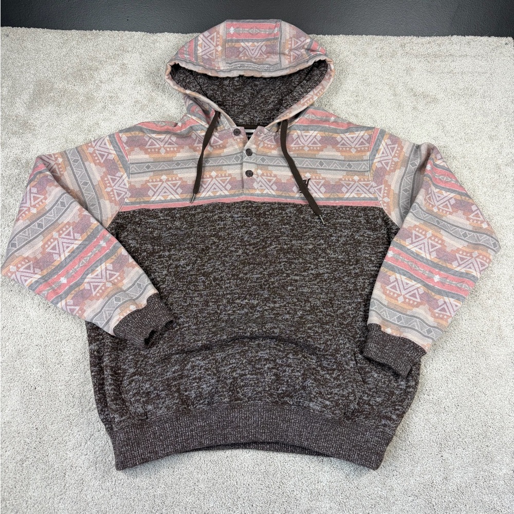 HOOEY Nomad Jimmy Aztec Hoodie Men's Size XL Western Rodeo Pullover Jacket